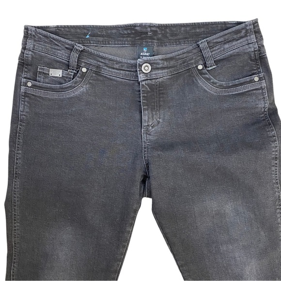 Kuhl Womens Thermik Outdoor Black Jeans Straight Leg Drawstring, Size 14 Short - Picture 2 of 14